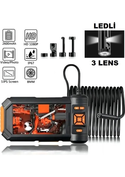 Ekranlı 3 Lensli 5 Metre Yılan Kamera modelleri