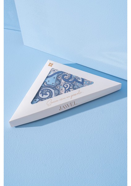 Kadın Etnik Desen Soft Tlos Şal Mavi Renkli 180x75 cm Kullanımı Kolay modelleri