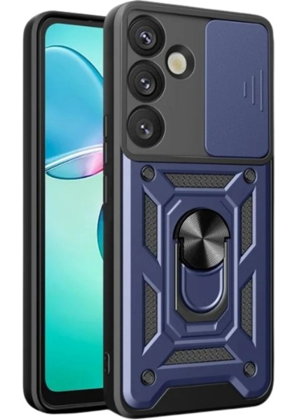 Samsung Galaxy S25 Plus Kılıf Pars Lens Yüzüklü Silikon - Lacivert Nrmsa