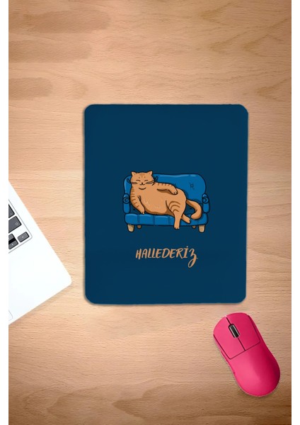 Dikdörtgen, Komik Kedi, Bilek Destekli, Konforlu, Ergonomik Mousepad, Bilgisayar Faresi Pedi