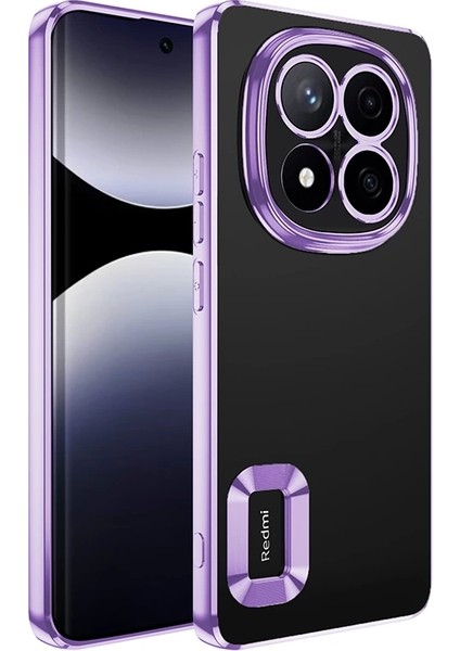 Xiaomi Poco X7 Kılıf Kamera Lens Korumalı Şeffaf Parlak Kenar Logo Açık Omega Kapak Mavi Siyah Gold Renk