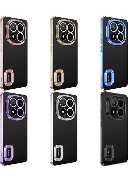 Xiaomi Poco X7 Kılıf Kamera Lens Korumalı Şeffaf Parlak Kenar Logo Açık Omega Kapak Mavi Siyah Gold Renk fırsatları