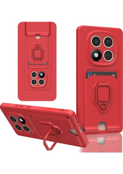 Xiaomi Redmi Note 14 Pro Plus Kılıf Zuma Kartvizitli Yüzüklü Silikon - Kırmızı Nrmsa