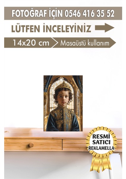 NO:126 Kişiye Özel Tasarım Erkek Çocuk Tablosu Hediyelik Kraliyet Kıyafetli Portresi
