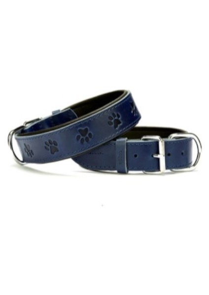 Deri Pati Desenli Köpek Boyun Tasması 4X47-55 - Royal Blue