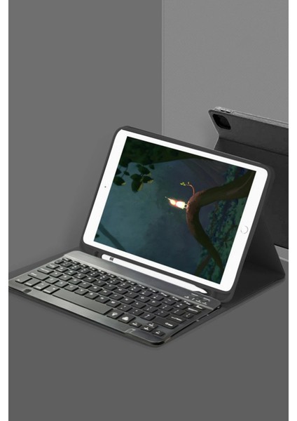 Samsung Galaxy X200 Tab A8 10.5 Kılıf KC01 Smart Klavyeli Tablet Kılıfı - Siyah Yktsn