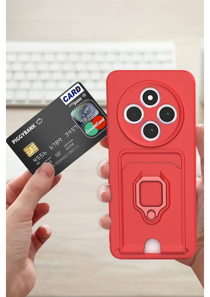 Xiaomi Redmi 14C Kılıf Zuma Kartvizitli Yüzüklü Silikon - Lila Nrmsa