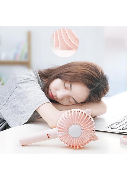 Kişisel El Fan Gece Işığı Mini El Fan W/ Base Cep Fan Masası Fan Pembe (Yurt Dışından)