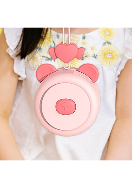 Taşınabilir Boyun Asma Fan USB Mini Kızlar Kolye Fan Giyilebilir 3 Hız Fan Pembe (Yurt Dışından)