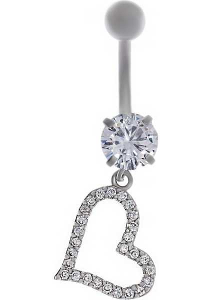 Kadın Kalp ve Tektaş Model Çelik Piercing