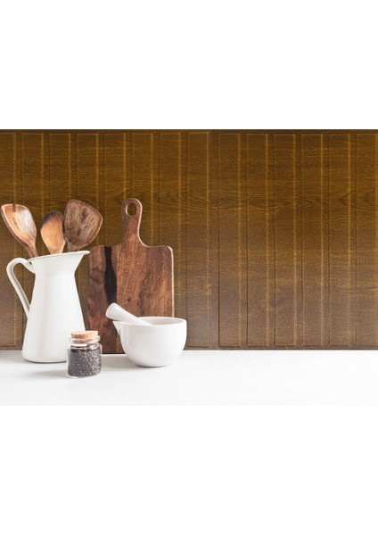 Kendinden Yapışkanlı 3D Duvar Paneli Altın Meşe Lambiri Desen 41x41 Cm/ 6 Adet /1 M²