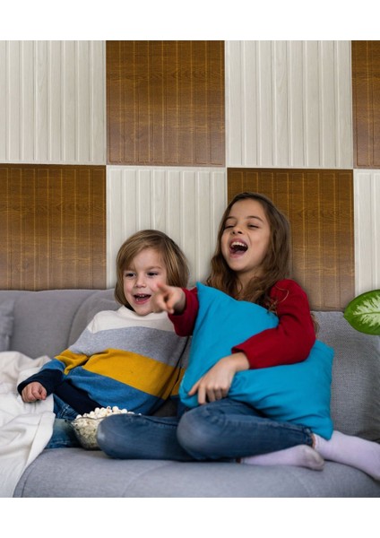 Kendinden Yapışkanlı 3D Duvar Paneli Altın Meşe Lambiri Desen 41x41 Cm/ 6 Adet /1 M²