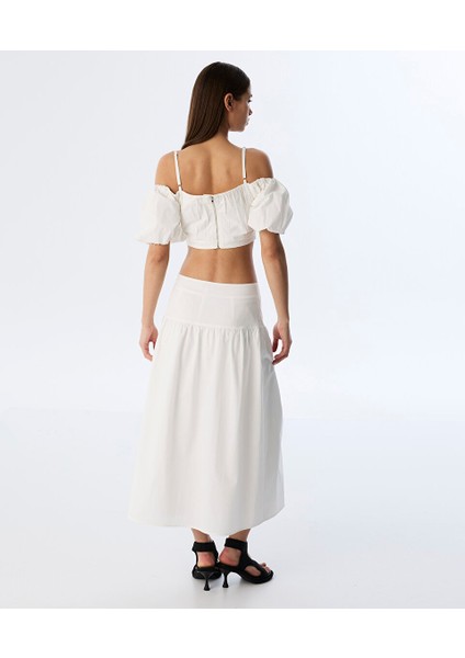Kontrast Nakışlı Poplin Etek TS1250004122018