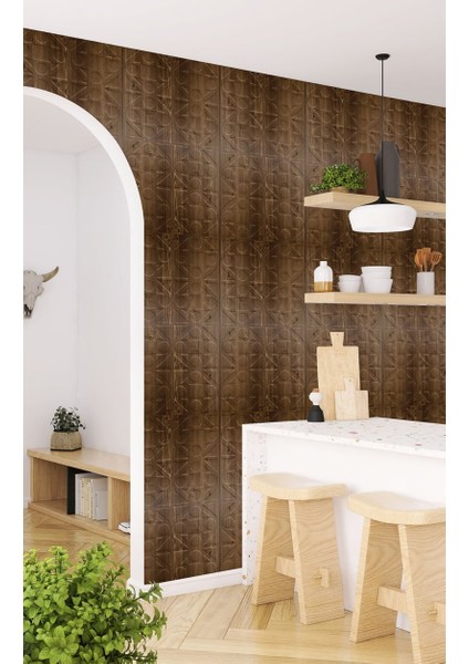 Kendinden Yapışkanlı 3D Duvar Paneli Antik Kareli Desen 41x41 Cm/ 6 Adet /1 M²