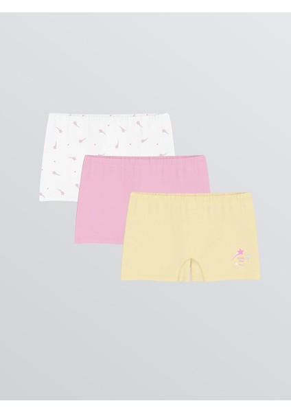 Sari Baskılı Kız Çocuk Boxer 3'lü (S5)