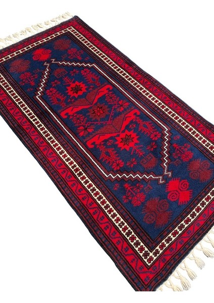 El Dokuma Sıfır Yağcıbedir sı 86X158 Lacivert Kırmızı Halı fiyatları