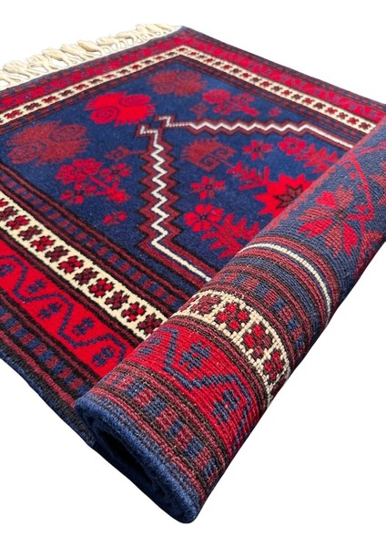 El Dokuma Sıfır Yağcıbedir sı 86X158 Lacivert Kırmızı Halı fırsatları