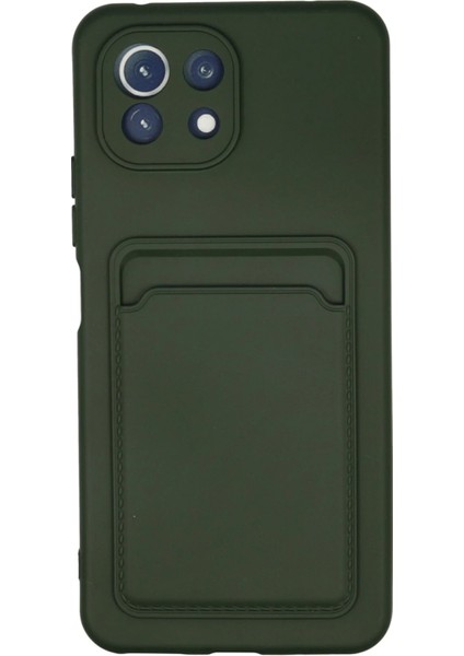 Xiaomi Mi 11 Kılıf Kelvin Kartvizitli Silikon - Koyu Yeşil Ferrg