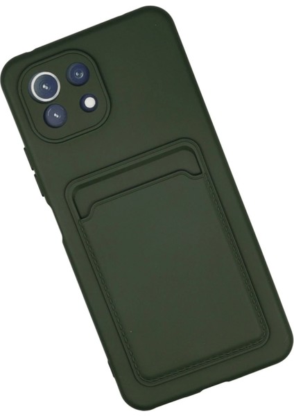 Xiaomi Mi 11 Kılıf Kelvin Kartvizitli Silikon - Koyu Yeşil Ferrg