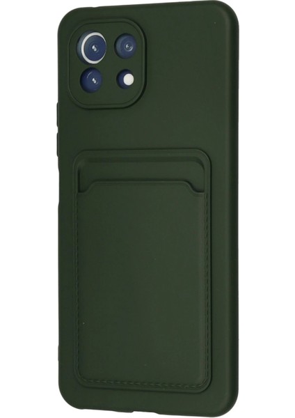 Xiaomi Mi 11 Kılıf Kelvin Kartvizitli Silikon - Koyu Yeşil Ferrg