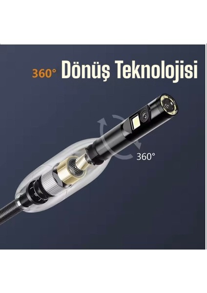 360 Motorlu Ekranlı Çift Lensli 5 Metre Yılan Kamera
