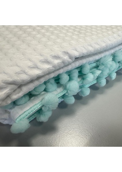 Premium Kalite Pamuk 220 x 240 Waffle Dokulu Ponponlu Pike | Yazlık Çift Kişilik Penye Pike | Terletmeyen, Nefes Alabilen Pike Örtü fiyatları