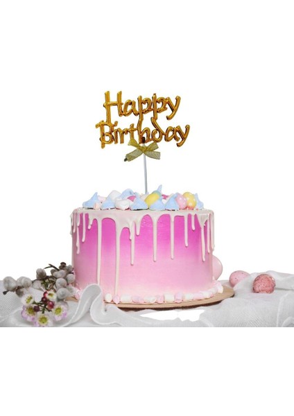Happy Birthday Pasta Süsü - Gold modelleri