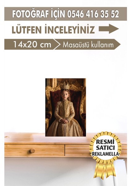 NO:128 Kişiye Özel Tasarım Kız Çocuk Tablosu Hediyelik Kraliyet Kıyafetli Portresi