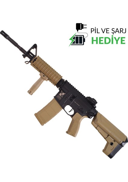 M4 Ar15 Rıs Charlie Half Tan Aeg Airsoft / Pil Şarj Setli