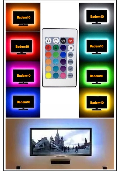 Uzaktan Kumandalı Şerit LED Lamba 5 Metre 20 Fonksiyonlu Işıldak Aydınlatma A Sınıfı 220 V Elektrik indirimleri