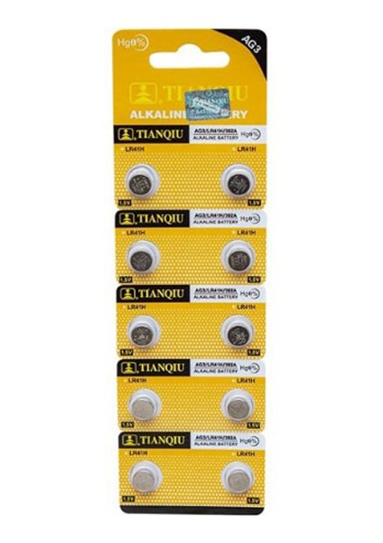 Tıanqıu Ag3 / LR441H / 392A Küçük Düğme Pil 10'lu Alkalin Pil