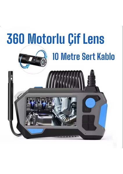 360 Motorlu Ekranlı Çift Lensli 10 Metre Yılan Kamera