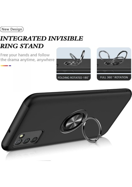 Samsung Galaxy A02S Kılıf Elit Yüzüklü Kapak - Siyah Ferrg modelleri
