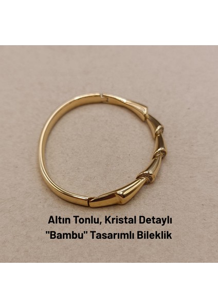 Göz Alıcı Altın Tonlu, Zirkon Taş Detaylı "bambu" Tasarımlı Bileklik fiyatları