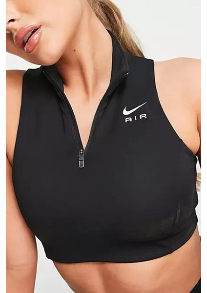 Air Dri Fit Swoosh Mockzip Fermuarlı Pedli Kadın Siyah Bra