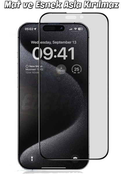 iphone 15 Pro Uyumlu Mat Seramik Nano Kırılmaz Ekran Koruyucu - Anti Static - Parmak Izi Bırakmaz
