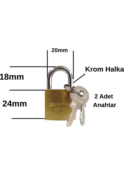 Asma Kilit Paslanmaz Dolap Kilidi 25MM 2 Anahtarlı fiyatları