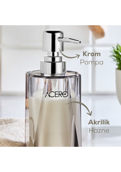 Akrilik Sıvı Sabunluk 300 ml Şeffaf Antrasit 1993