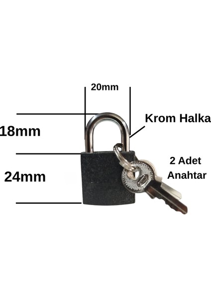 Asma Kilit Dolap Kilidi 25MM 2 Anahtarlı
