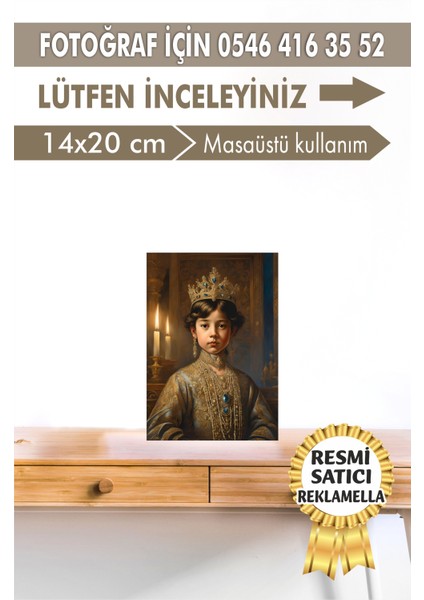 NO:130 Kişiye Özel Tasarım Kız Çocuk Tablosu Hediyelik Kraliyet Kıyafetli Portresi