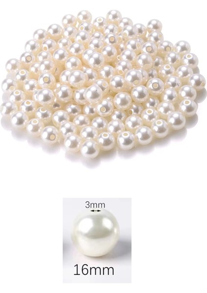 50 Gram 16MM Krem Renk Plastik Inci Boncuk Çanta ve Takı Yapım Boncuğu (~17 Adet)