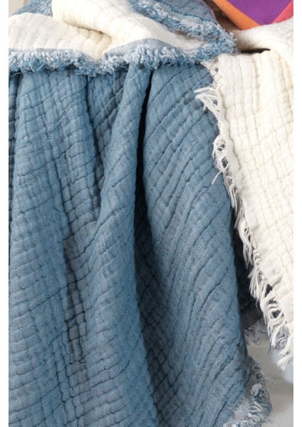 5 Katlı Pamuk Müslin Bebek Battaniyesi - Mavi fiyatları