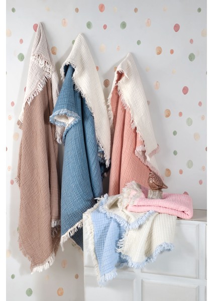 5 Katlı Pamuk Müslin Bebek Battaniyesi - Mavi fırsatları