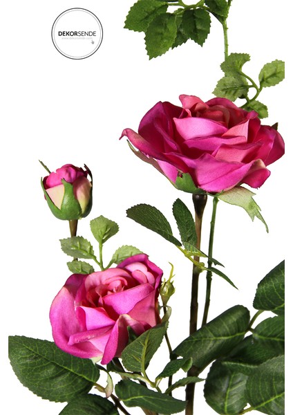 Yapay 3'lü Açmış Gül Dalı Fuşya 64 cm modelleri