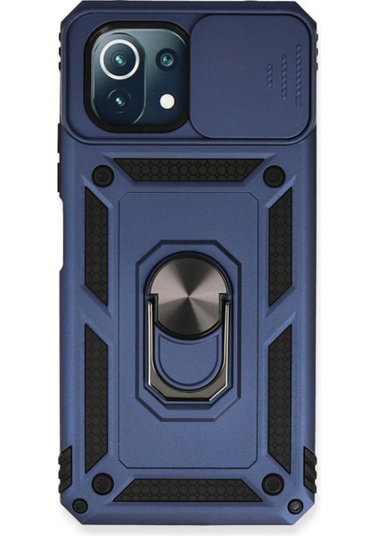 Xiaomi Mi 11 Lite Kılıf Pars Lens Yüzüklü Silikon - Lacivert Ferrg