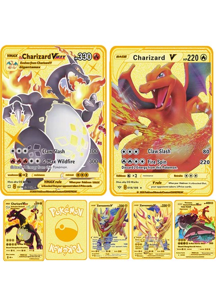 MEOWTHVMAX300 Stili Pokemon Kartı Charizard Dx Metal Kart Pikachu Blastoise Bulbasaur Zamazenta Vmax V Kart Koleksiyon Hediye Çocuklar Oyun Kartı Oyuncak (Yurt Dışından) modelleri