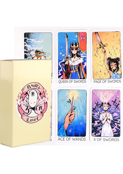 Derin Mavi Tarzı Başlangıç ​​seviyesi Tarot Meraklıları Için Uygun Britts Üçüncü Göz Tarot Destesi Mini Ingiliz Fal Kartları Gelecek Anlatma (Yurt Dışından) fırsatları
