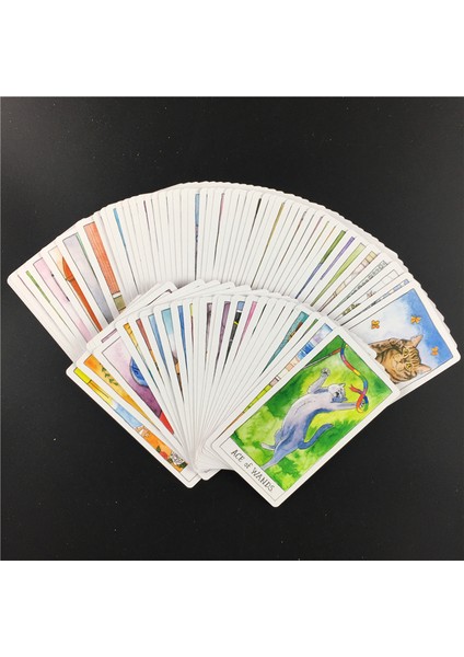 44 Adet TS18 Stili Tam Ingilizce Fate Board Game Kedi Tarot Kartları Büyülü Tarot Kartları Tarot Destesi Oyun Ailesi Oynarken Kart Hediye (Yurt Dışından)