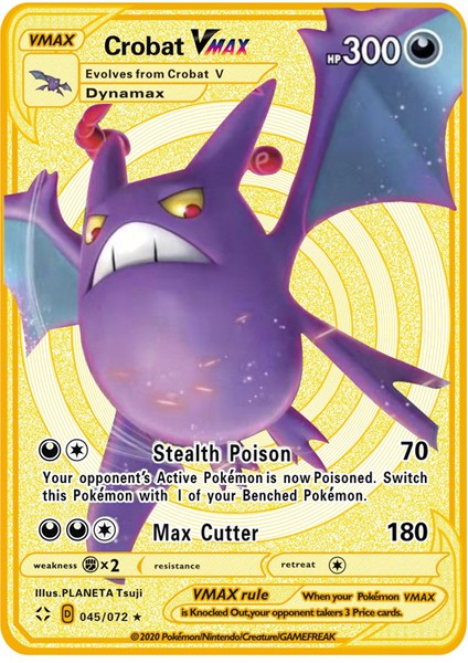 CROBATVMAX300 Stili Pokemon Kartı Charizard Dx Metal Kart Pikachu Blastoise Bulbasaur Zamazenta Vmax V Kart Koleksiyon Hediye Çocuklar Oyun Kartı Oyuncak (Yurt Dışından)