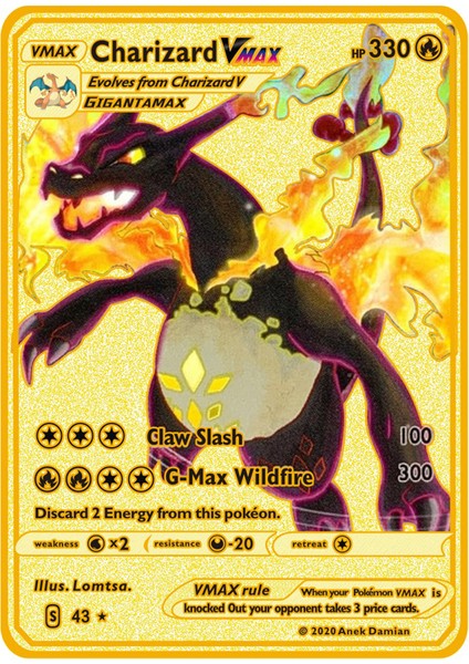 CROBATVMAX300 Stili Pokemon Kartı Charizard Dx Metal Kart Pikachu Blastoise Bulbasaur Zamazenta Vmax V Kart Koleksiyon Hediye Çocuklar Oyun Kartı Oyuncak (Yurt Dışından) indirimleri